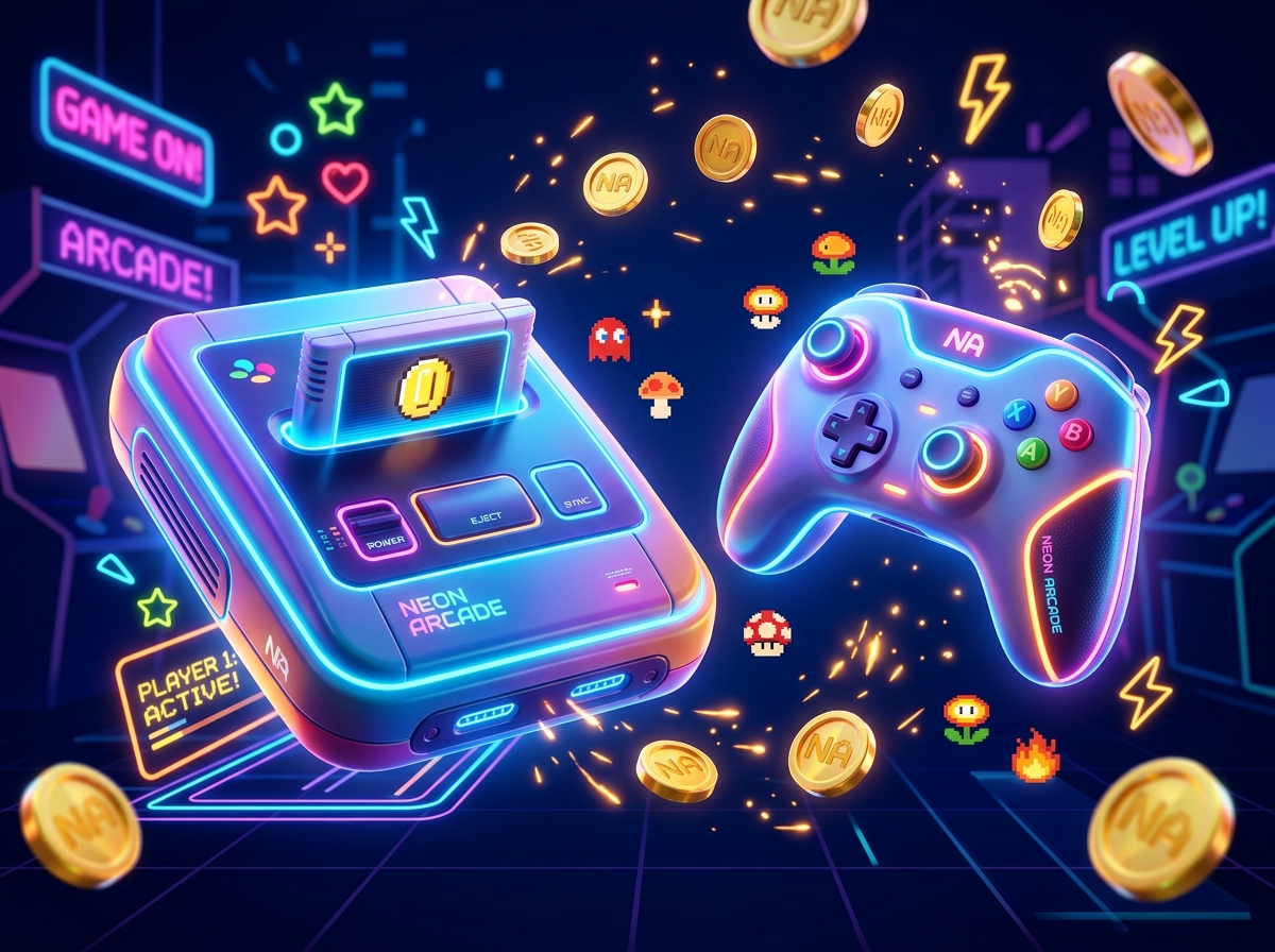Assistência e reparo para videogames e controles com iluminação neon gamer